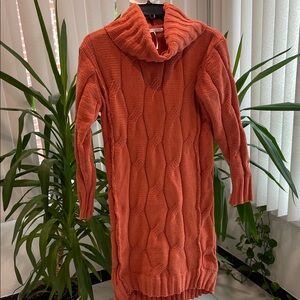 Cozy Orange Cable Knit Sweater size XS Hi-low